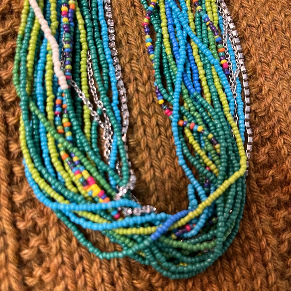 Chico's Turquoise and Lime Beaded Necklace